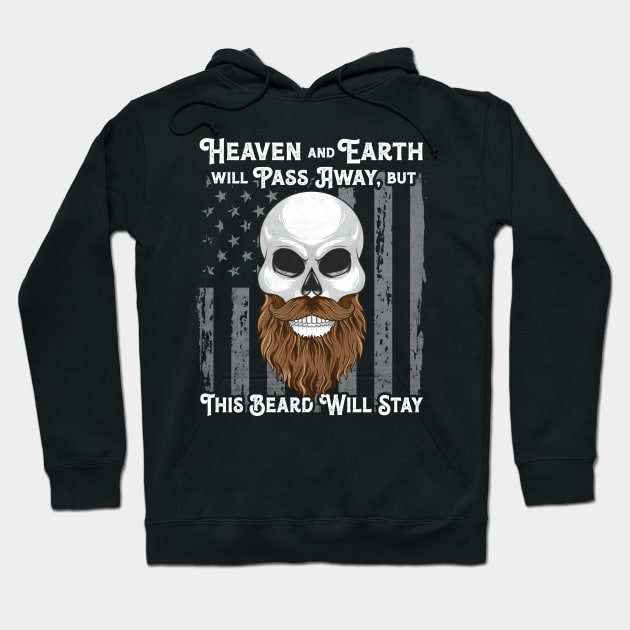 Bearded Man American Flag Skull Patriotic Hoodie by Pennelli Studio